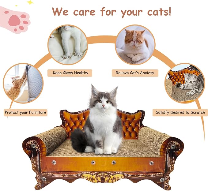Luxury Cardboard Cat Scratcher Sofa Bed, Couch Shaped Cat Scratching Board - Image 4