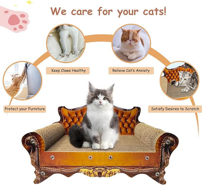 Luxury Cardboard Cat Scratcher Sofa Bed, Couch Shaped Cat Scratching Board - Image 4