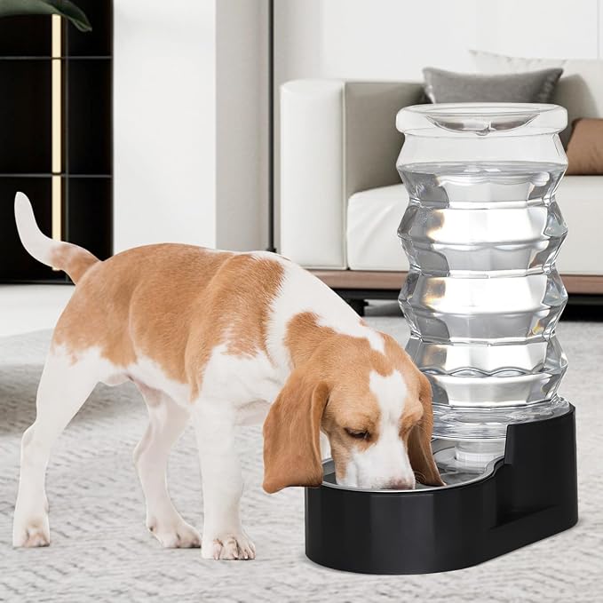 RIZZARI Dog Water Bowl Dispenser : 8L Gravity Large Black Stainless Steel - Image 4