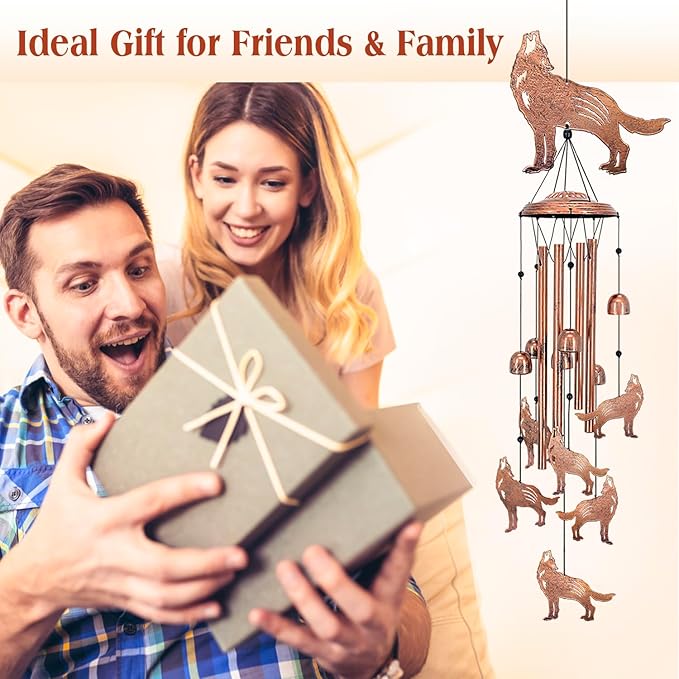 Wolf Wind Chimes for Outside, Wolf Gifts for Women/Men/Sympathy Gift/Memorial - Image 5