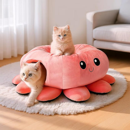 Cat Tunnel Bed for Indoor Cats, Peekaboo Cat Cave Bed, Soft Cat Donut Tunnel - Image 9