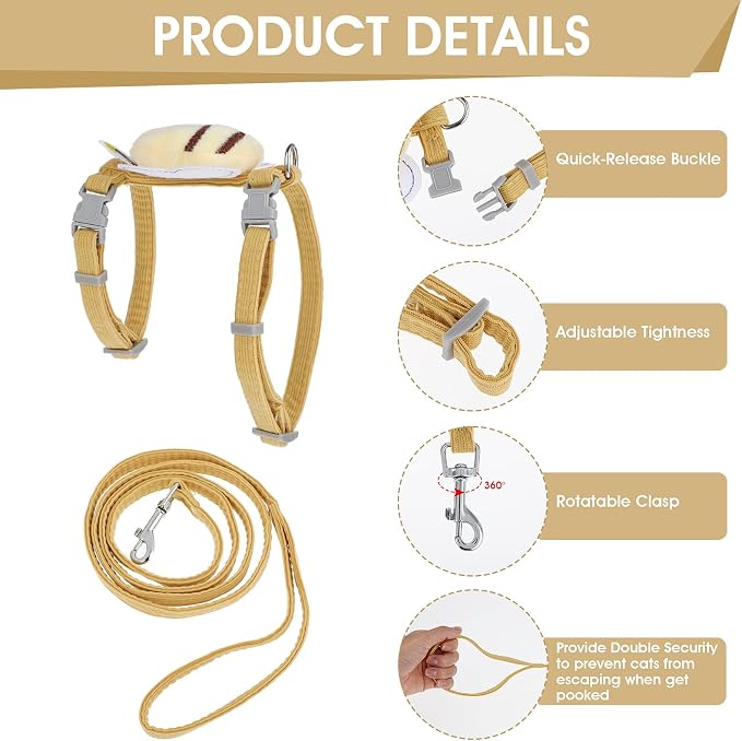 TIESOME Cat Harness and Leash Set, Adjustable Gradient Kitten Harness Escape - Image 3