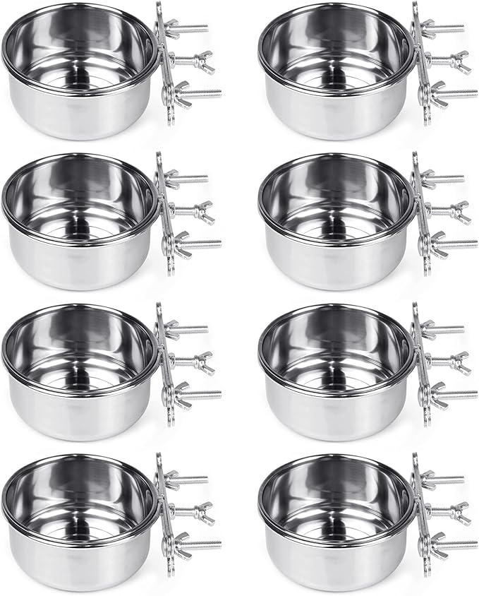 Tfwadmx 8 Pcs Bird Feeding Dish Cups, Parrot Food Bowl Clamp Holder Coop Cup by Tfwadmx