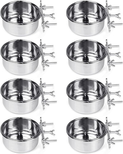 Tfwadmx 8 Pcs Bird Feeding Dish Cups, Parrot Food Bowl Clamp Holder Coop Cup by Tfwadmx