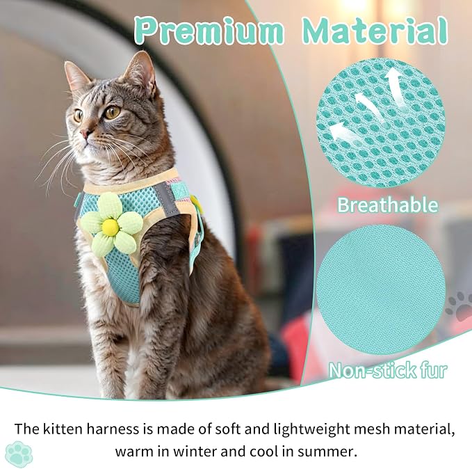 Cat Harness and Leash Set for Walking Escape Proof, Adjustable Kitten Harness - Image 3