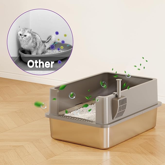 【No Sifting】 Tiuubt XXXL Stainless Steel Litter Box - Image 6