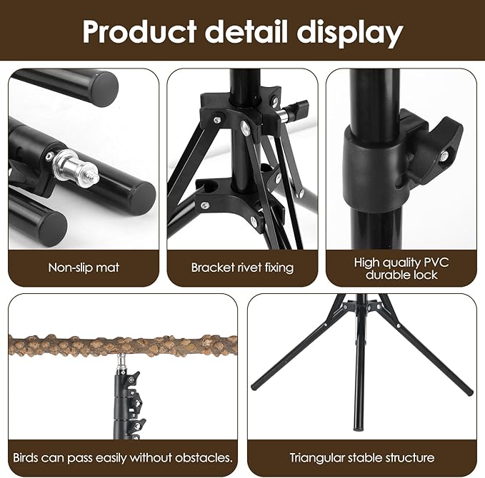 Adjustable Bird Perch Stand, 16-62 Inch Height Adjustable Bird Training Perch - Image 5