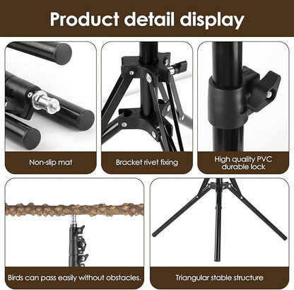 Adjustable Bird Perch Stand, 16-62 Inch Height Adjustable Bird Training Perch - Image 5