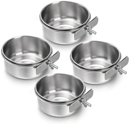 Okllen 4 Pack Bird Feeding Dish Cups, Detachable Stainless Steel Bird Food Bowls - Image 3