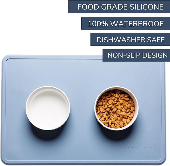 Remy+Roo Dusty Blue Silicone Dog Food Mat - Image 3