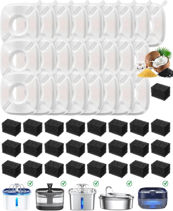 50 Pcs Cat Water Fountain Filters by Beckacher