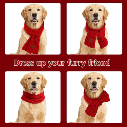BWOGUE 2-Piece Knitted Dog Christmas Scarf & Bandana - Image 4