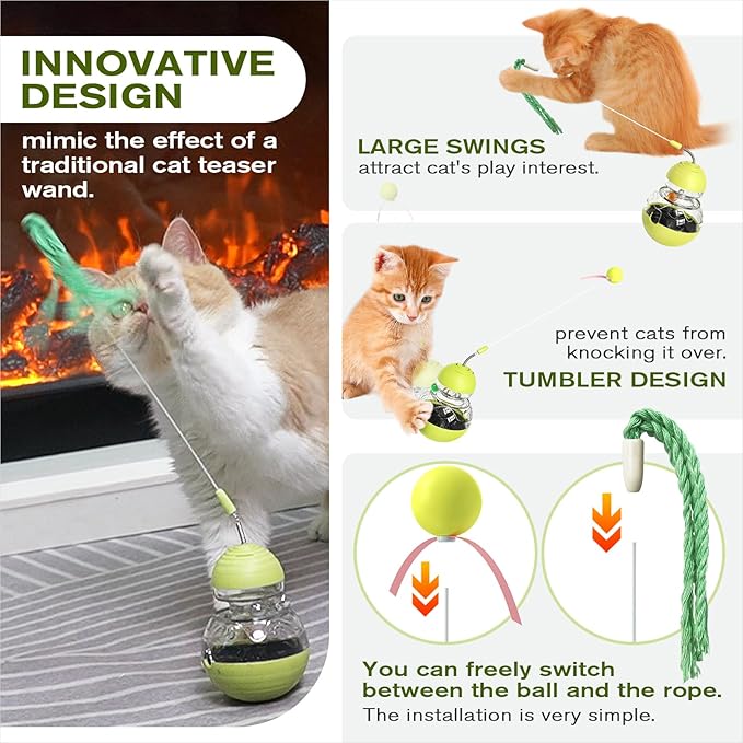 Cat Toy for Indoor Cats Wobble Treat Dispenser Ball Kitten Food Dispenser & - Image 4