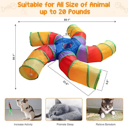 Depets Cat Tunnel for Indoor Cats, 5 Way Large Cat Play Tunnel & Tube - Image 3