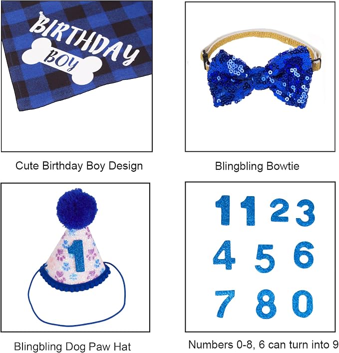 ADOGGYGO Boy Dog Birthday Bandana & Bow Set - Image 6