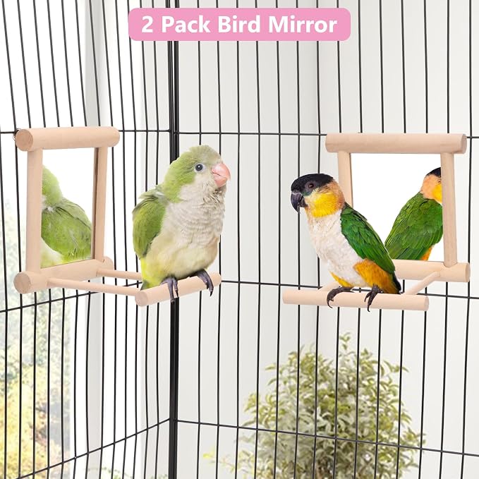 Wontee Bird Mirror Bird Toys for Budgies Parakeets Cockatiels Lovebirds Conures - Image 2