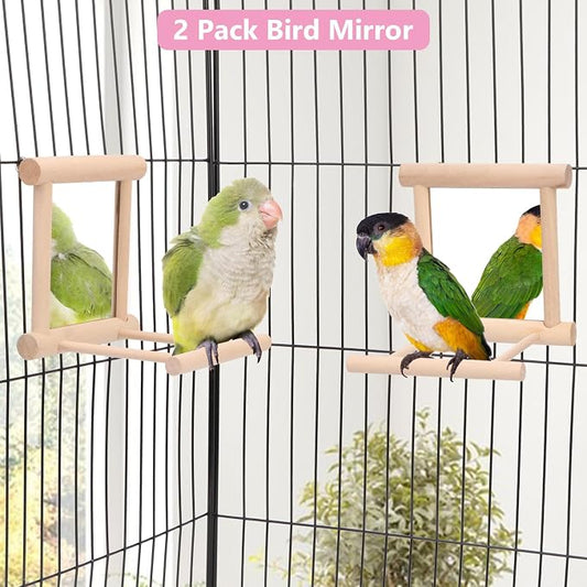 Wontee Bird Mirror Bird Toys for Budgies Parakeets Cockatiels Lovebirds Conures - Image 2