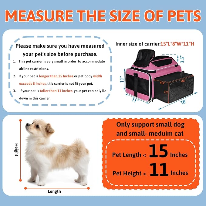 Petskd Top and Side Expandable Pet Carrier 18x11x11 Inches Delta United Airline - Image 3