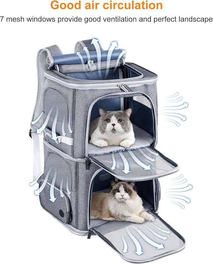 Double Cat Carrier for 2 Cats, Dog Backpack Carrier for Medium Dogs, Double - Image 4