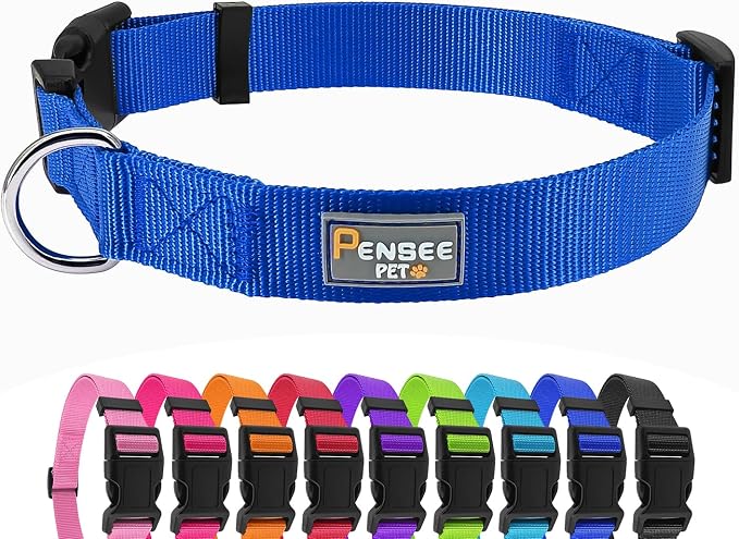 Blue Dog Collar Basic Adjustable Dog Collars by Penseepet