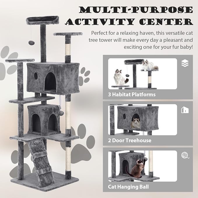 Heavy Duty Cat Tree Tower, Cat Condo, Hanging Ball - Image 4