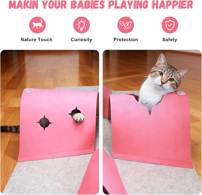 Interactive Cat Tunnel Mat for Indoor Cats, 4-Way Felt Cat Cave - Image 4