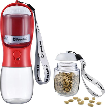 Dog Water Bottle with Food Container, Travel Puppy Water Bowl, Portable Pet by Cibaabo
