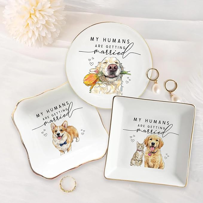 Custom Pet Portrait Watercolor Ring Dish, My Humans Are Getting Married Jewelry - Image 4