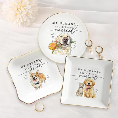 Custom Pet Portrait Watercolor Ring Dish, My Humans Are Getting Married Jewelry - Image 4