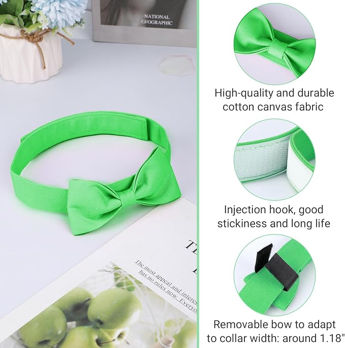 Segarty Bow Tie for Dogs Neck Girth 16.5-21.3in, Adjustable Green Bowtie Collar - Image 2