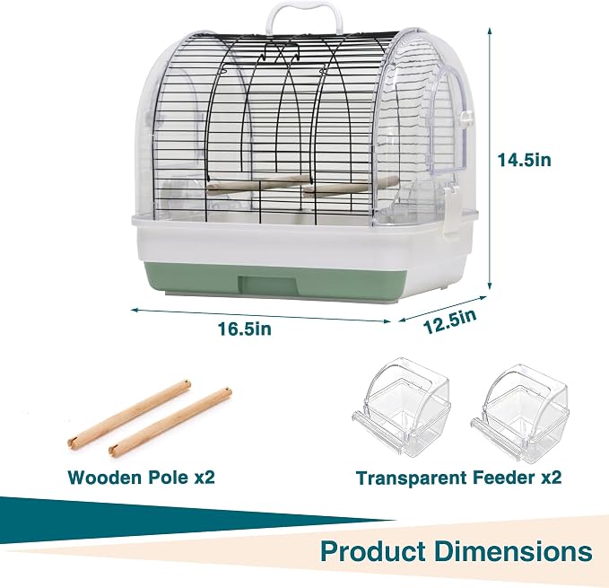 Travel Bird Cage Carrier, Portable Travel Parrot Cage - Image 2
