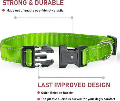 Reflective Dog Collar with Buckle Adjustable Safety Nylon Collars - Image 2