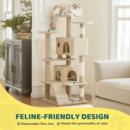 Cat Tree 54 Inch, Sisal Scratching Posts and Climbing Ladder, Pet Play Toy - Image 5