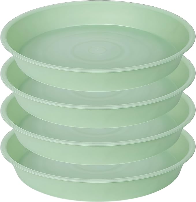 4 Pack of 14 inch Plant Saucers Bird Bath Bow Round, Plastic Plant Saucer Tray by Bleuhome