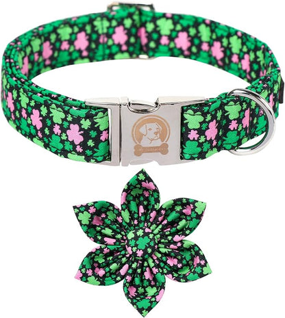 MR. CHUBBYFACE St.Patrick's Clover Dog Collar by MrChubbyfacePetSupplies