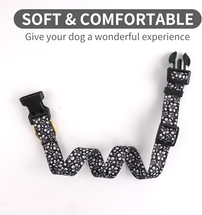 QQPETS Adjustable Soft Dog Collar: Print Flower Pink Multicolor Cute Patterns - Image 4