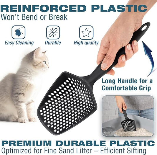 Set of 2 Cat Litter Scoop with Small Holes, Deep Sifting Shovel - Image 2