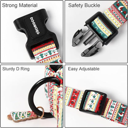 DOGWONG Christma Dog Collar, Classic Cute Red Green Christmas Tree Dog Collar - Image 3