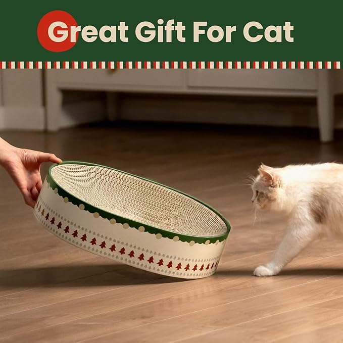 Cat Scratcher Bed, 2 in 1 Oval Cat Scratching Board - Image 7