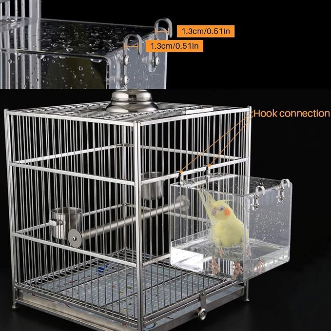 Hanging Bird Bath Cube Bird Bathtub Bath Shower Box Bowl Cage Accessory - Image 4