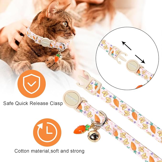 2 Pack Easter Cat Collars, DOGWONG Cute Breakaway Kitty Collars, Easter Kitten - Image 3