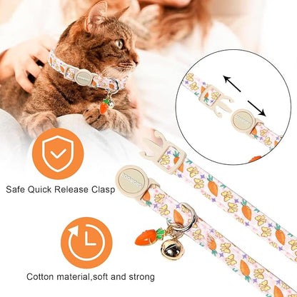 2 Pack Easter Cat Collars, DOGWONG Cute Breakaway Kitty Collars, Easter Kitten - Image 3