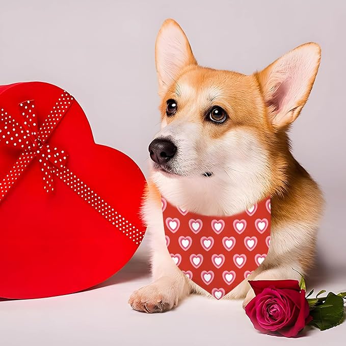 Valentine's Day Dog Bandana, 2 Pack Adjustable Holiday Party Birthday Pets - Image 2