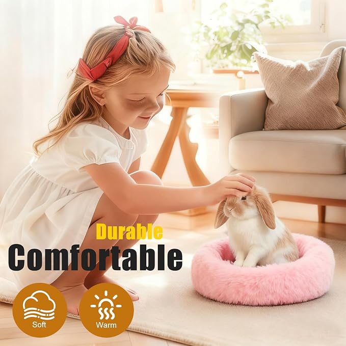 Bunny Rabbit Hideout Bed Small Animal Bedding Donut-Shaped Burrowing Pet Bed - Image 5