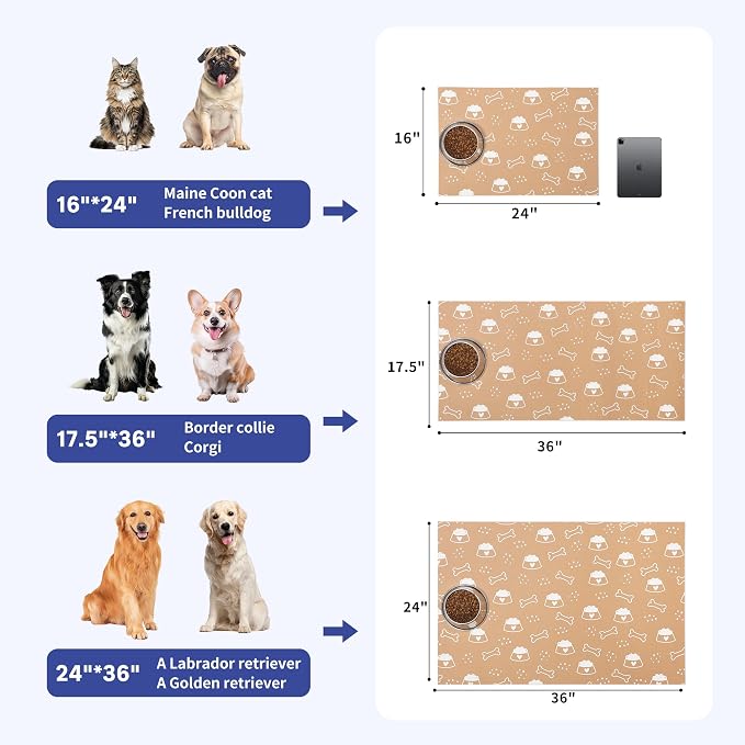 Cooyes Large Dog & Cat Food Mat 24"×36", Ultra-Absorbent Dog Bowl Mat - Image 6