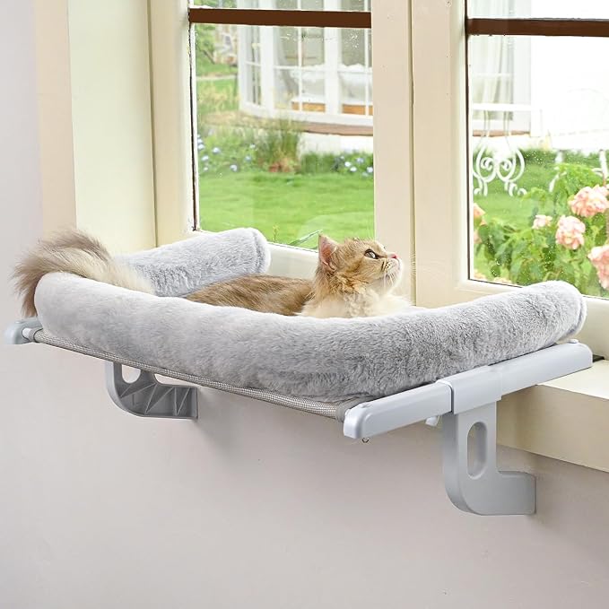 Cat Window Sill Perch with Large Bolster, Pet Hammock Bed by Zoratoo
