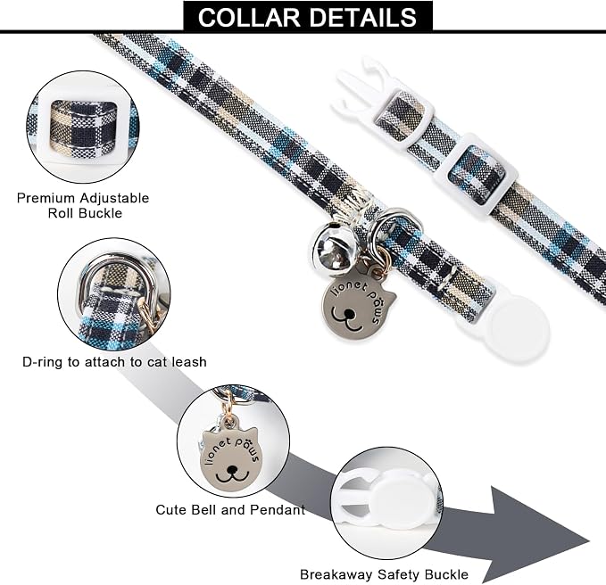 Lionet Paws 2pcs Pack Cotton Cat Collar, Breakaway Buckle - Image 3