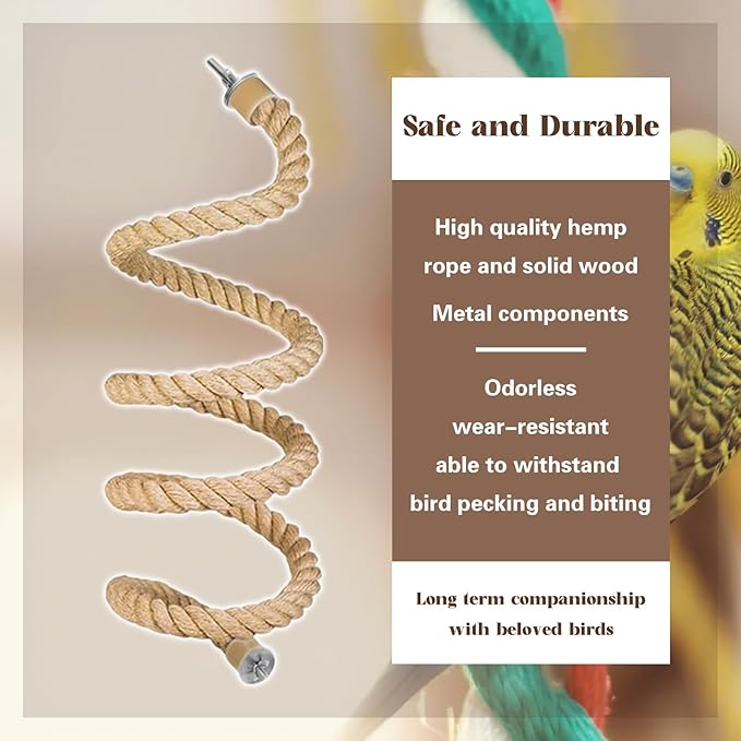 Bird Rope Perch for Parrots, Bird Cage Climbing Rope Toys Accessories, Bendable - Image 4