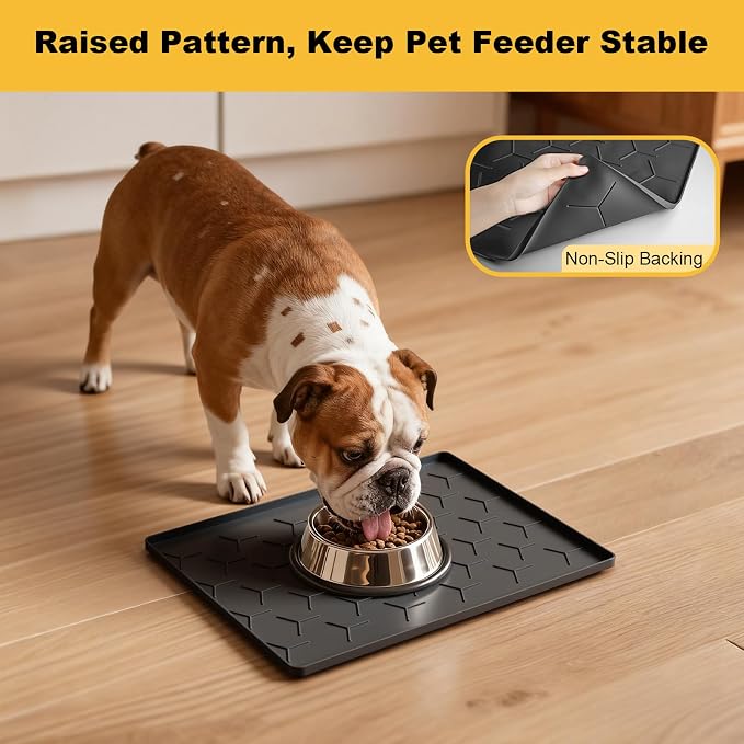Pieviev 16''x12'' Dog Cat Food Bowl Mat, Silicone Waterproof Food Grade Pet - Image 6