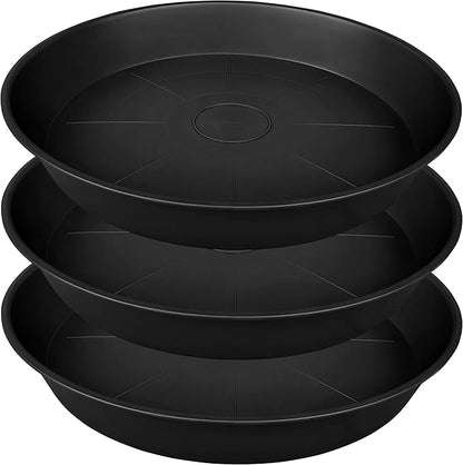 3 Pack of 25 26 inch Plant Saucer, 4.2" Depth, Large Deep Heavy Duty Plastic by Bleuhome